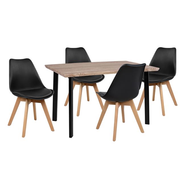 Σετ τραπεζαρίας από mdf/PU σε χρώμα σονόμα/μαύρο 110x70x75,5