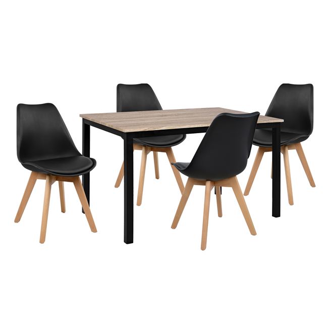 Σετ τραπεζαρίας από mdf/PU σε χρώμα σονόμα/μαύρο 110x70x76