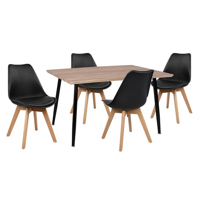 Σετ τραπεζαρίας από mdf/PU σε χρώμα σονόμα/μαύρο 120x70x76,5