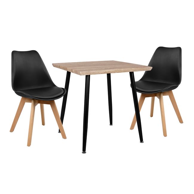 Σετ τραπεζαρίας από mdf/PU σε χρώμα σονόμα/μαύρο 70x70x76,5