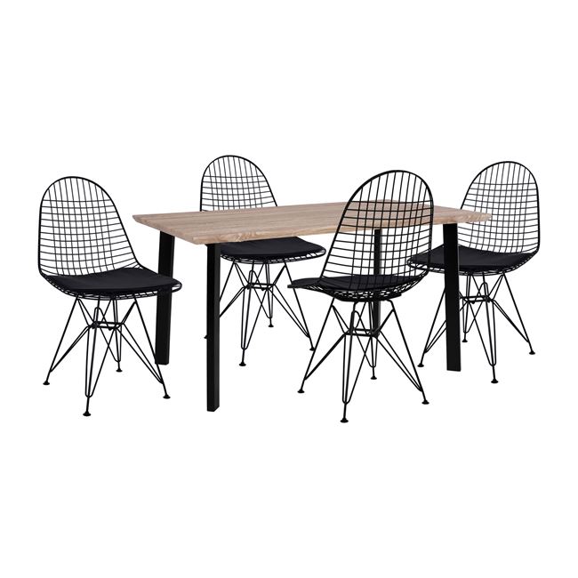 Σετ τραπεζαρίας από mdf/PU σε χρώμα σονόμα/μαύρο 110x70x75,5