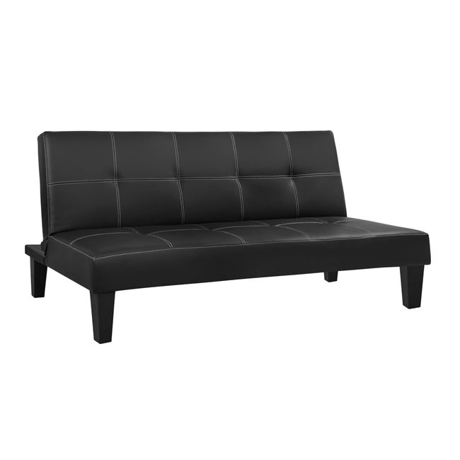 Καναπές κρεβάτι από PU σε χρώμα μαύρο 186x90x82