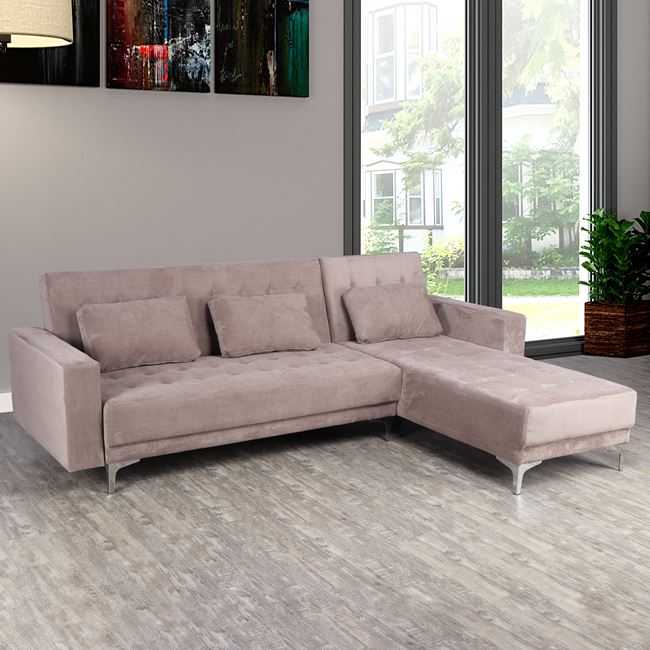Καναπές γωνία “ELIZA” από ύφασμα σε χρώμα μπεζ 244x190x84