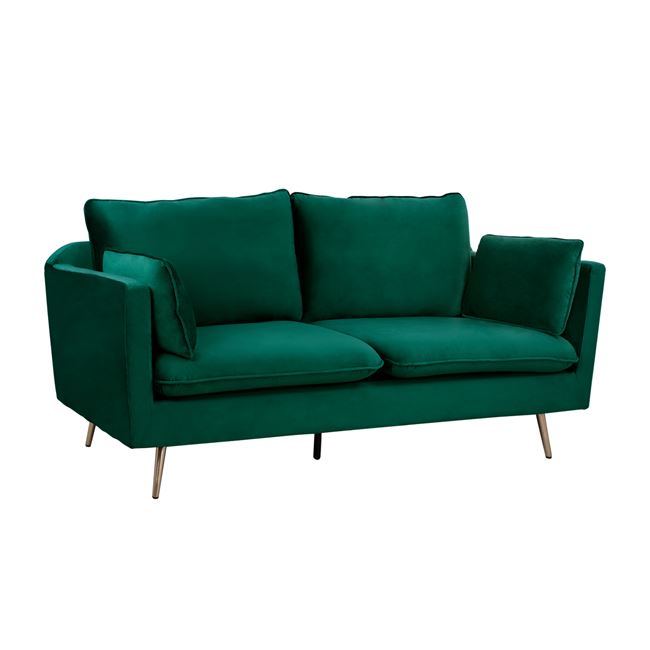 Καναπές “KAREN” τριθέσιος από ύφασμα σε χρώμα κυπαρισσί/χρυσό 208x81x95