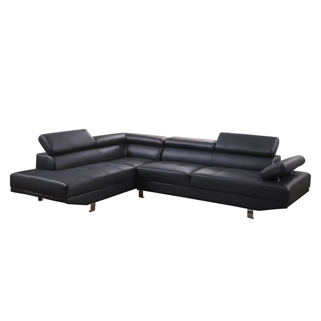 Καναπές γωνία αριστερή από PU σε χρώμα μαύρο 266x212x87