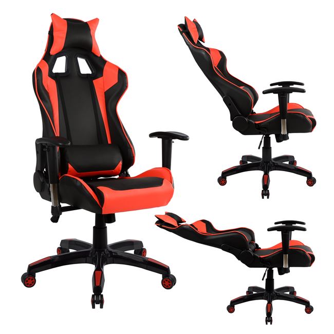 Πολυθρόνα εργασίας “GAMING” από PU σε χρώμα μαύρο/κόκκινο 67x70x134