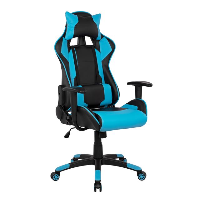 Πολυθρόνα γραφείου “GAMING” από PU σε χρώμα μαύρο/σιέλ 64,5x70x130