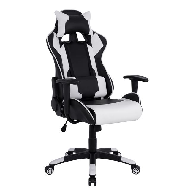 Πολυθρόνα γραφείου “GAMING” από PU σε χρώμα μαύρο/λευκό 64,5x70x130