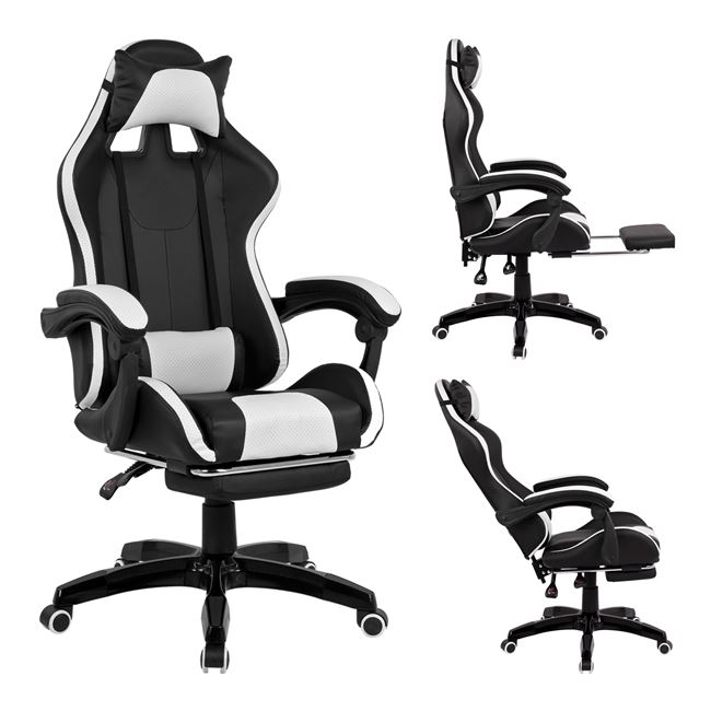 Πολυθρόνα διευθυντή “GAMING” από PU σε χρώμα μαύρο/λευκό 68x66x122