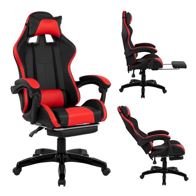 Πολυθρόνα γραφείου “GAMING” από PU σε χρώμα μαύρο/κόκκινο 68x66x122