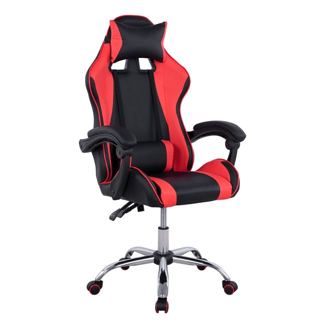 Πολυθρόνα εργασίας “GAMING” από PU σε χρώμα μαύρο/κόκκινο 65x63x124