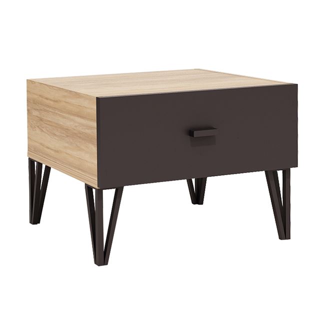 Κομοδίνο «LOFT» σε χρώμα φυσικό/γκρι 56x43x35