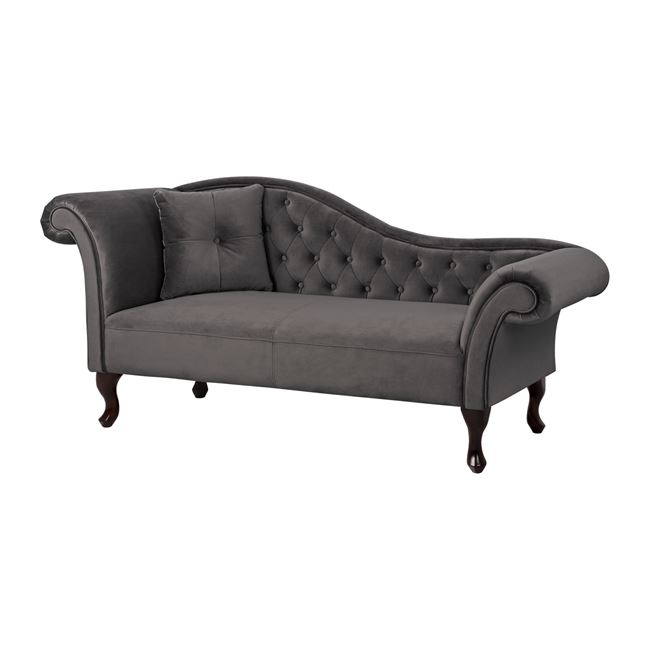 Ανάκλινδρο “CHESTERFIELD” από ύφασμα βελούδο σε χρώμα γκρι 187x61x82