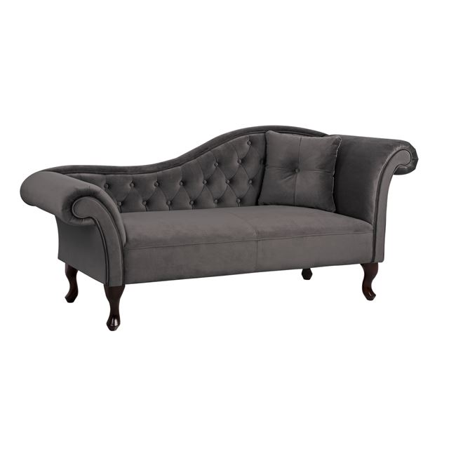Ανάκλινδρο “CHESTERFIELD” από ύφασμα βελούδο σε χρώμα γκρι 187x61x82