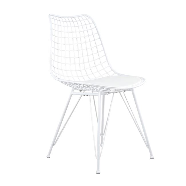 Καρέκλα «EZRA» από PU/μέταλλο σε χρώμα λευκό 49x58x83,5