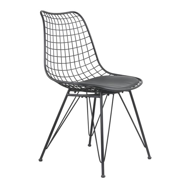 Καρέκλα «EZRA» από μέταλλο/PU σε χρώμα μαύρο 49x58x83,5