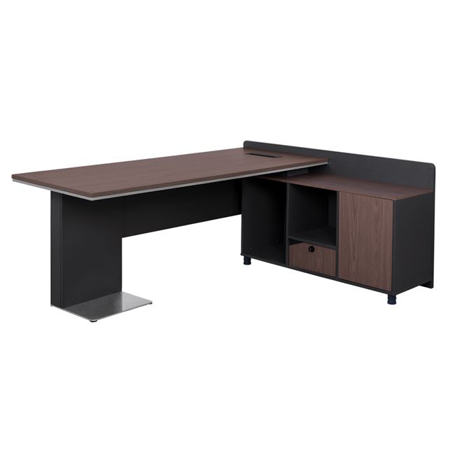Γραφείο “ROSEWOOD” επαγγελματικό δεξιά γωνία σε χρώμα καρυδί 182x160x80