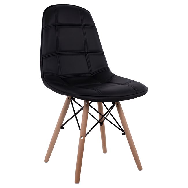 Καρέκλα “COSY” ξύλινη/PU σε χρώμα φυσικό/μαύρο 44x50x85