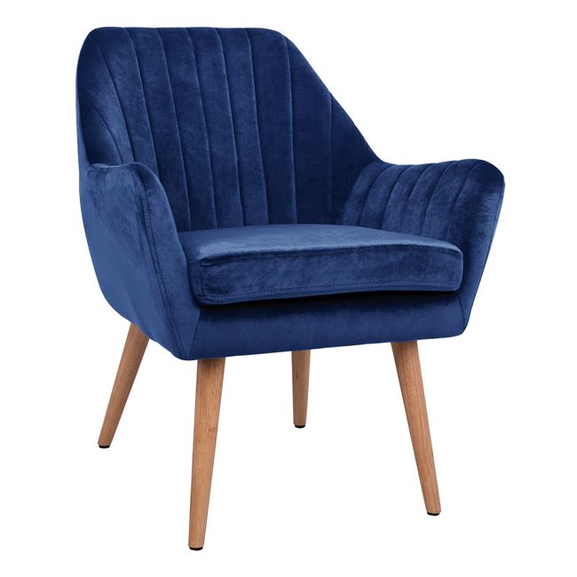 Πολυθρόνα “CORENA” από βελούδο σε χρώμα μπλε 62x69x74,5