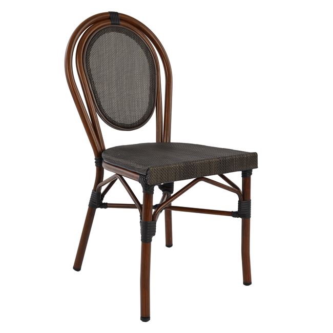 Καρέκλα “BAMBOO LOOK” αλουμινίου-textline σε χρώμα καφέ 40,5×56,5×89,5