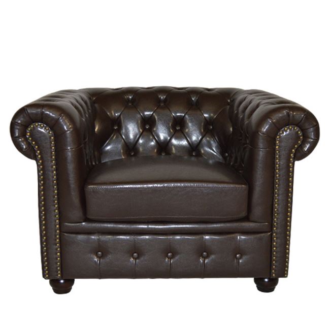 Πολυθρόνα “T.CHESTERFIELD” από PU σε χρώμα καφέ σκούρο 110x90x73
