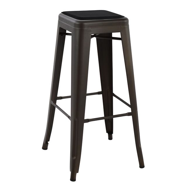 Σκαμπό μπαρ “MELITA” μεταλλικό/pu σε χρώμα rusty/μαύρο 43x43x76