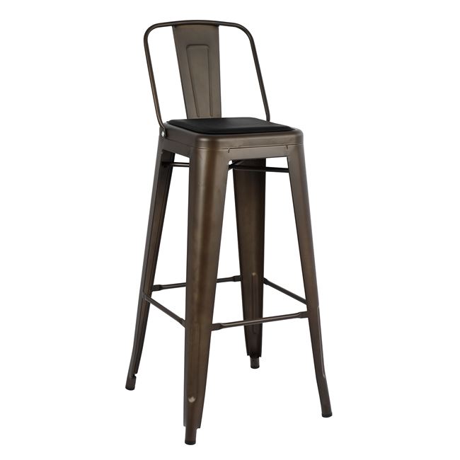 Σκαμπό μπαρ “MELITA” μεταλλικό/pu σε χρώμα rusty/μαύρο 43x43x102,5