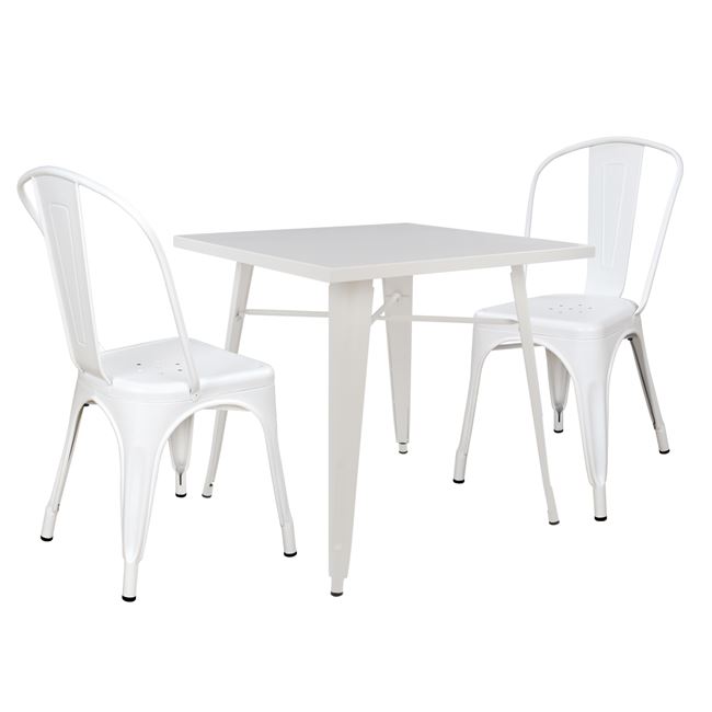 Σετ τραπεζαρίας 3 τεμαχίων σε milk white mat χρώμα 80x80x76