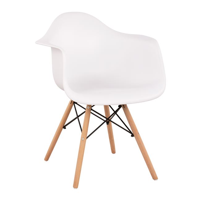 Πολυθρόνα “MIRTO” από PP/ξύλο σε χρώμα λευκό/φυσικό 61x60x82