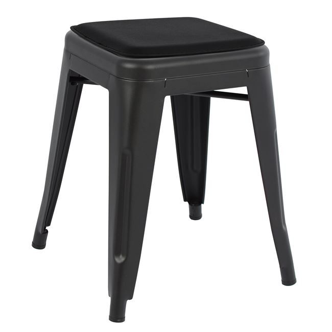 Σκαμπό “MELITA” από μέταλλο/PU σε χρώμα μαύρο ματ 39x39x46