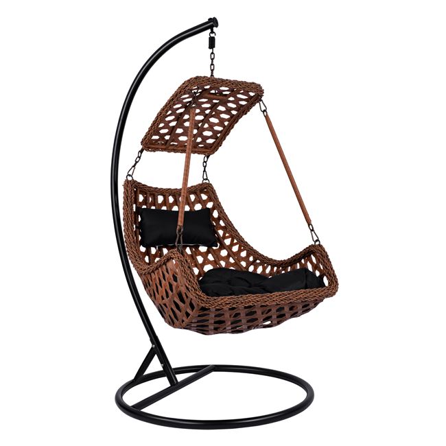Κούνια “ΦΩΛΙΑ” από μέταλλο/wicker σε χρώμα μαύρο/καφέ Φ105×195