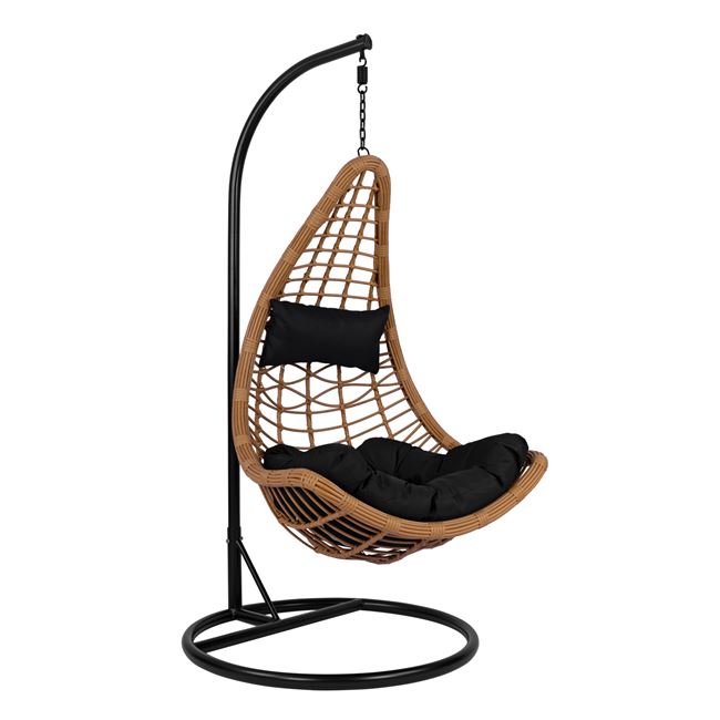 Κούνια “ΦΩΛΙΑ” από μέταλλο/wicker σε χρώμα μαύρο/μπεζ Φ95×195