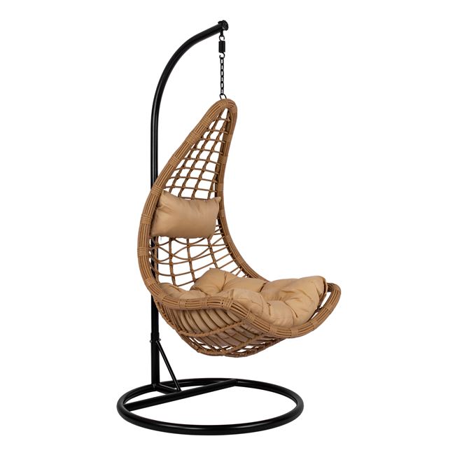 Κούνια “ΦΩΛΙΑ” από μέταλλο/wicker σε χρώμα μαύρο/μπεζ Φ95×195