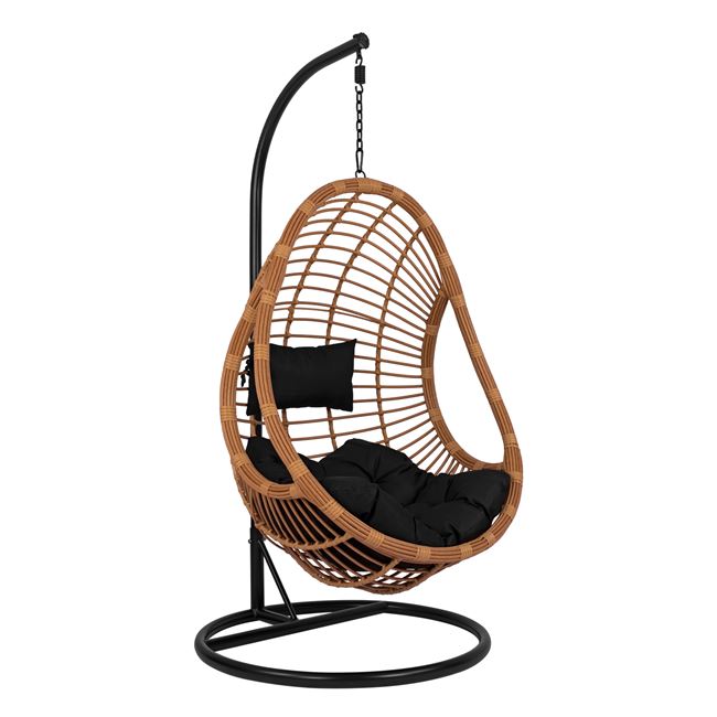Κούνια “ΦΩΛΙΑ” από μέταλλο/wicker σε χρώμα μαύρο/μπεζ Φ95×195