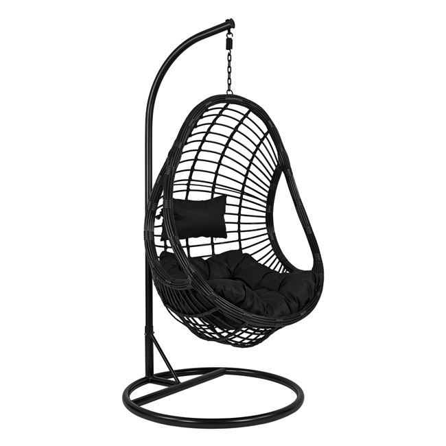 Κούνια “ΦΩΛΙΑ” από μέταλλο/wicker σε χρώμα μαύρο Φ95×195