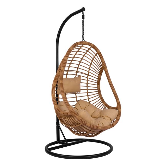 Κούνια “ΦΩΛΙΑ” από μέταλλο/wicker σε χρώμα μαύρο/μπεζ Φ95×195