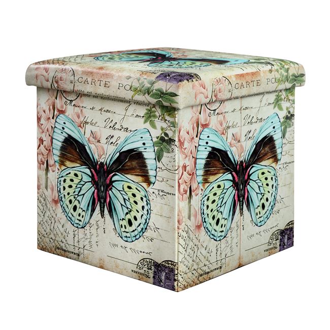 Σκαμπό “BUTTERFLY” με αποθηκευτικό χώρο από PU σε χρώμα πολύχρωμο 38x38x38