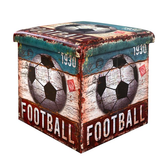 Σκαμπό “FOOTBALL” με αποθηκευτικό χώρο από PU πολύχρωμο 38x38x38