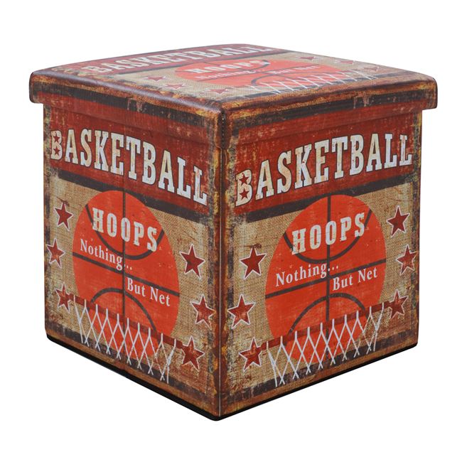 Σκαμπό “BASKETBALL” με αποθηκευτικό χώρο από PU πολύχρωμο 38x38x38