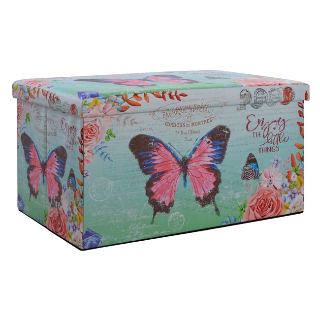 Σκαμπό “BUTTERFLY” με αποθηκευτικό χώρο από PU πολύχρωμο 80x40x40