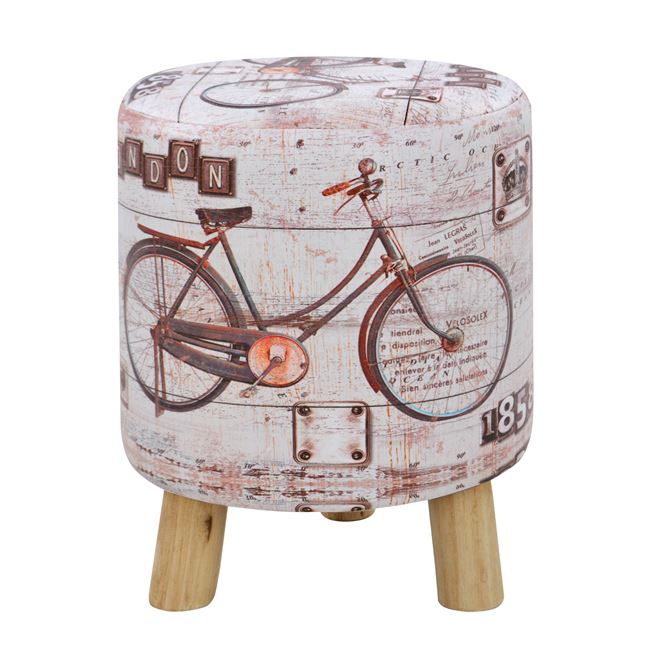 Σκαμπό “BIKE” βοηθητικό από PU/ξύλο πολύχρωμο Φ30×38