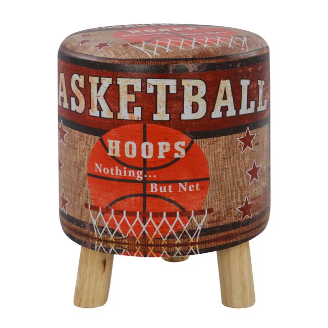 Σκαμπό “BASKETBALL” βοηθητικό από PU/ξύλο πολύχρωμο Φ30×38