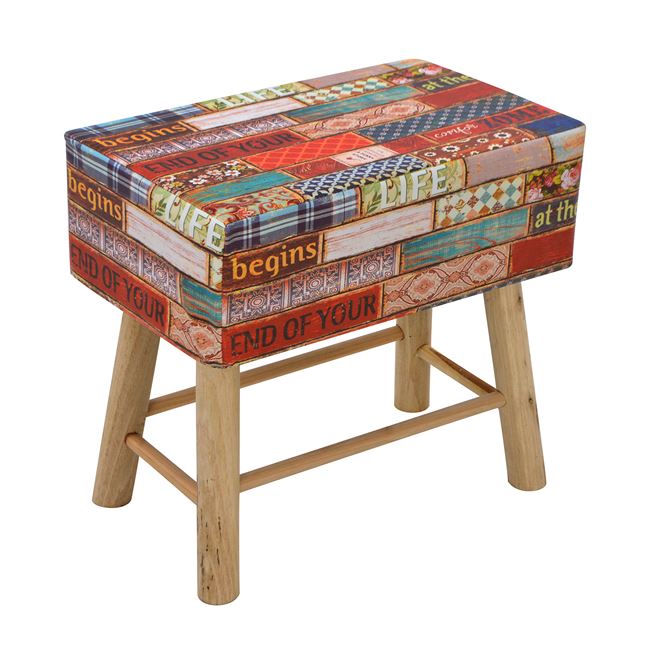 Σκαμπό “MIXED COLOR” βοηθητικό από PU/ξύλο πολύχρωμο 53x31x48
