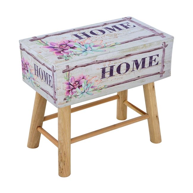 Σκαμπό “HOME” βοηθητικό από PU/ξύλο πολύχρωμο 53x31x48