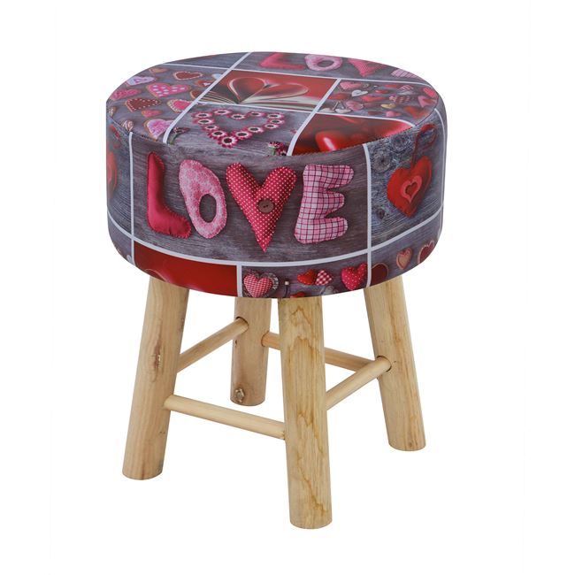 Σκαμπό βοηθητικό “LOVE” από PU/ξύλο πολύχρωμο Φ40×48