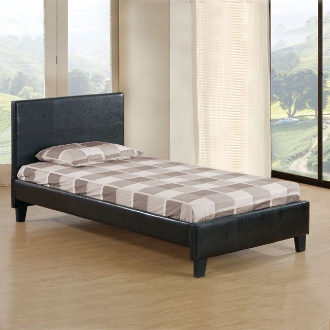 Κρεβάτι “FENIA” ημίδιπλο από PU σε χρώμα καφέ 110×190