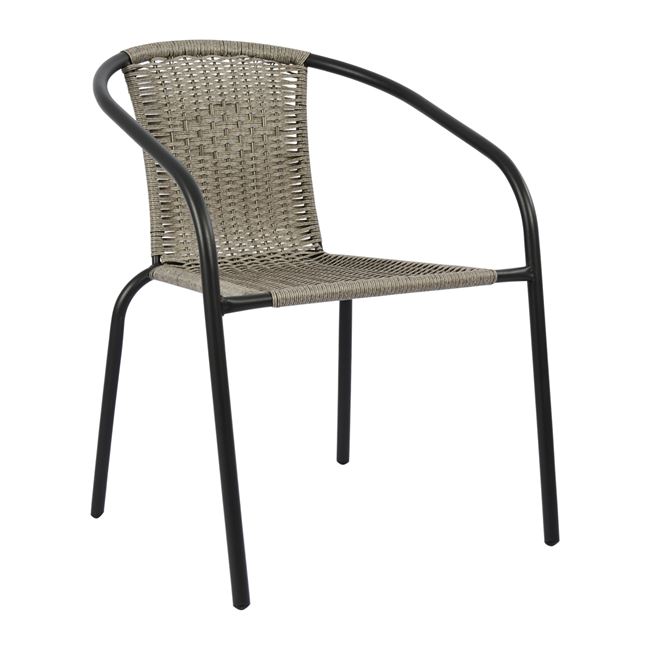 Πολυθρόνα “CAMEL ” από μέταλλο/wicker σε χρώμα γκρι 49,5x50x70