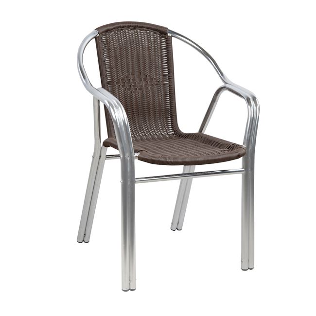 Πολυθρόνα “NOEL” από αλουμίνιο/rattan σε χρώμα καφέ 56x60x75