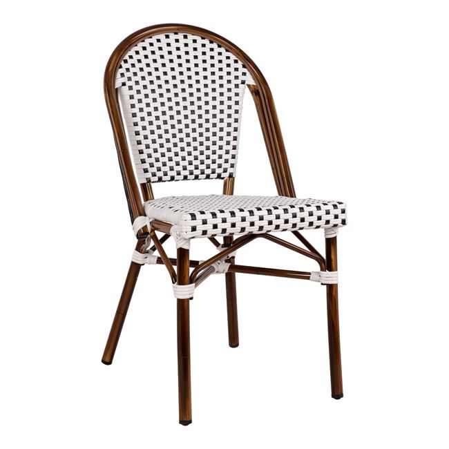 Καρέκλα “BISTRO” από αλουμίνιο/wicker σε χρώμα λευκό/καφέ 45x54x90
