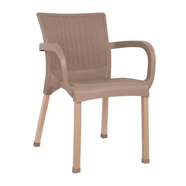 Πολυθρόνα κήπου πολυπροπυλενίου rattan σε χρώμα cappuccino 60x60x82